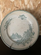 Ancienne Grande Assiette Terre De Fer Trianon Vert Diamètre 27 Cm Bouchard?
