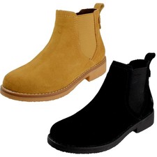 Femmes Hush Puppies Daim Bottines Avec Fermeture Éclair Côté Et 3 CM Bloc Talon