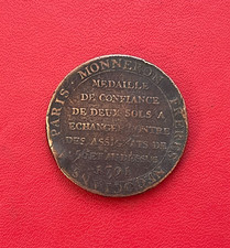 Monneron Frères Négocians à Paris, Médaille de confiance de 2 sols 1791. TB-/TB