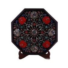 12 " Marbre Côté Fin Table Top Pietra Dura Floral Incrustation Art Artisanat
