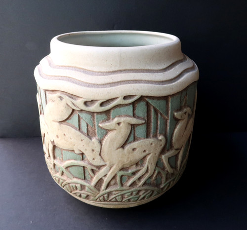 Vase antilope signé - vase,