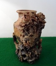 ANCIEN ANTIQUE VINTAGE VASE ASIATIQUE CHINOIS, STEATITE, PIERRE DE LARD SCULPTEE