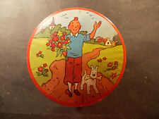 HERGE TINTIN boîte BROCHET rare version PULL Haddock VIOLET ! Confiserie 1965