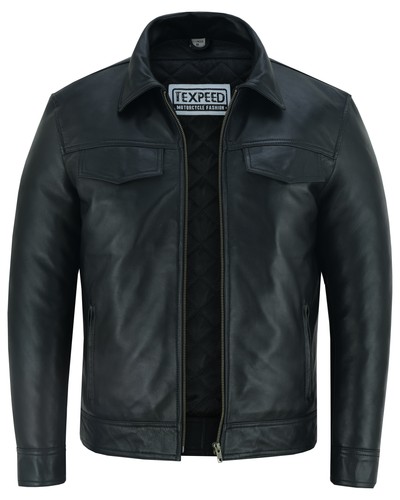 Hommes cuir motard veste - hommes,