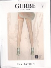 Bas jarretière GERBE INVITATION coloris Poudré. 2 tailles. Back seam stay-ups.