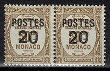 MONACO STAMP YVERT N° 143a "20c ON 30c VARIETY SMALL ZERO + NORMAL " MNH VF J345