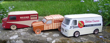 3 BOÎTES PUBLICITAIRES EN TÔLE -  TUB CITROËN - CAMION PEUGEOT J 7 - RENAULT 4L