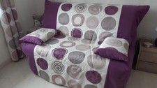 Canapé BZ violet et blanc 140x190 matelas 13cm