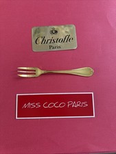 FOURCHETTES GÂTEAU CHRISTOFLE  MALMAISON DORÉ 17CM MÉTAL  ARGENTE TRÈS BEL ETAT;