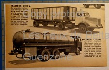 Tracteur UNIC semi remorque Camion citerne PRADERE 1953 document photo cutout