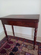 table de bridge jeu de cartes plateau pliable marqueté bois précieux et acajou