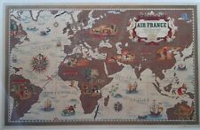Affiche originale 1939 entoi1ée Planisphère AIR FRANCE NOVA ET VETERA L. BOUCHER