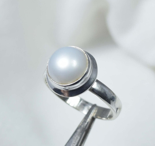 Bague véritable perle eau - bague,