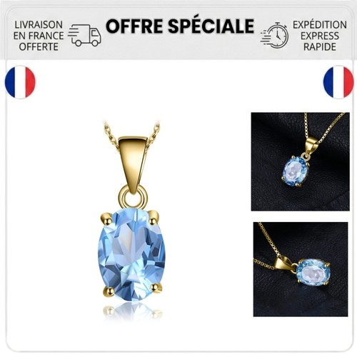 Collier pendentif topaze bleue
