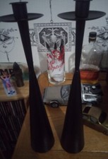 LOT 2 PORTE BOUGIES METAL NOIR  HAUTEUR 38 CM COMME NEUFS