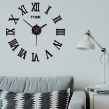 Horloge murale lumineuse 3D sans cadre, autocollants, silencieuse, style romains