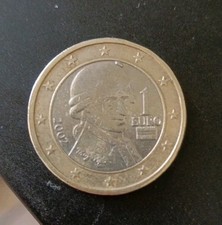 Pièce de 1 euro Mozart Autriche 2002 Fautée