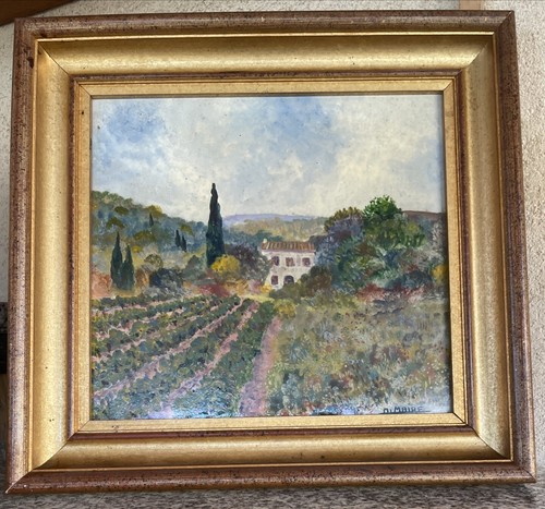 Huile sur étain les vignes - huile,