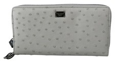 Dolce & Gabbana Portefeuille Blanc Autruche Cuir Continental Hommes Pochette