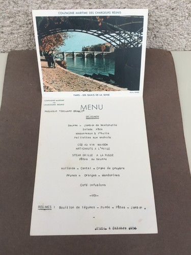 Menu carte postale cie - menu,