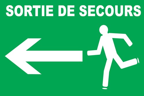 Panneau sortie secours à - de,