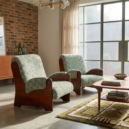 Fauteuils vintage bois - bois, tissu