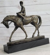 Vintage Signée Pompéien Bronze Cheval Statue - Kansas Ville Jockey Club Décor