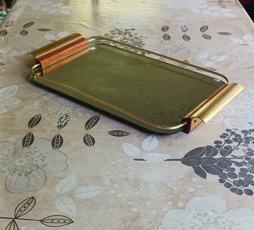 Grand plateau miroir vintage - plateau,