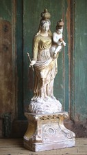 Large Antique Gilded Madonna Statue Virgin Mary Lady of Marseille Santibelli