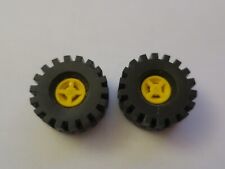 LEGO  4624c03  X 2 pièces  - ROUE + JANTE  / WHEEL TIRE  YELLOW  - DIAMETRE 2 CM