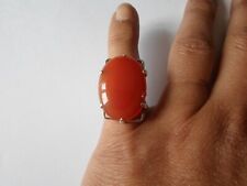 bague en argent massif, cabochon de cornaline, t. 47