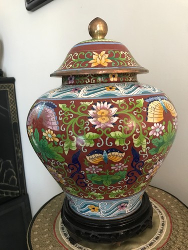 Cloisonne potiche pot couvert - potiche,