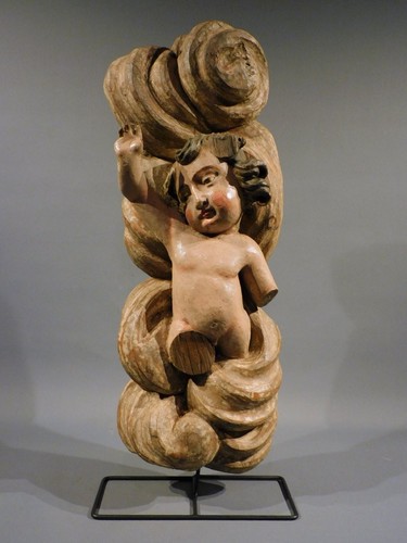 Statue bois putto 18eme - bois,