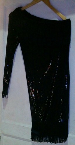 Handmade black sequin slant - black,