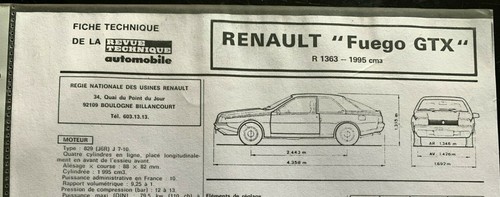 Fiche technique a - r.t.a, (rta)