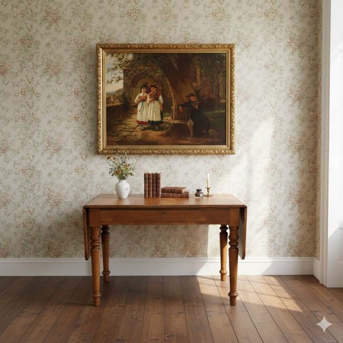 Table ancienne merisier tiroir - table,