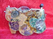 Belle Vieux Lampe, Pierre Précieuses En Résine, Fait Main, Applique, Années 70