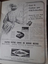 rasoir GILLETTE + HOTEL NEGRESCO NICE+ GEO ROUARD pub papier ILLUSTRATION 1913