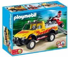 PLAYMOBIL Pick-up et quad de course rouge 4228 / ENFANT Garçon Jeux jouet NEUF