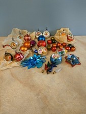 Boules  décorations anciennes de Noël creuses et autres en verre Le Lot 