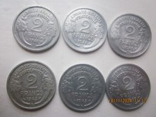 lot de 6 Pièces  de 2 Francs  Morlon:  1941  Bazor :1944,1945,1945b,1945c ,1946