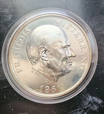 Médaille FRANCOIS MITTERRAND 1981 , Président France. Argent/ Silver 925°, 31 gr