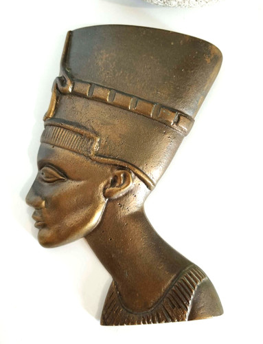 Buste néfertiti bronze - de, en