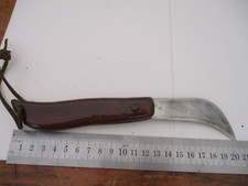 ANCIEN PETIT COUTEAU PLIANT SERPETTE GREFFOIR ARTISANAL BOIS VERNIS
