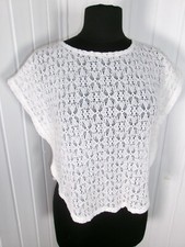 SUPER Top Chemisier tunique court COTON blanc dentelle  BLANC DU NIL S/M 34/36