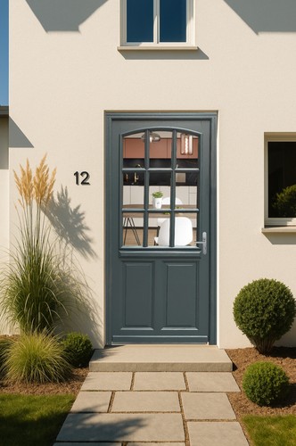 Porte entrée bois vitrée - porte,