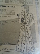 ANCIEN PATRON POUR LA POUPEE " BLEUETTE " JOLI SAUT DE LIT DESHABILLE   1937