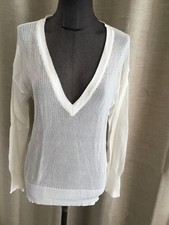 Très Beau Haut Pull Maille Blanc Devernois Sport 38 Tbe