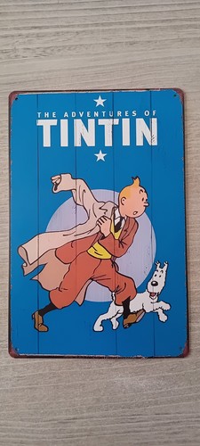 Tintin plaque métal texte - métal,