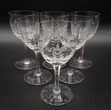 Service six verres à vin blanc cristal gravé Villeroy & Boch décor végétal XXème